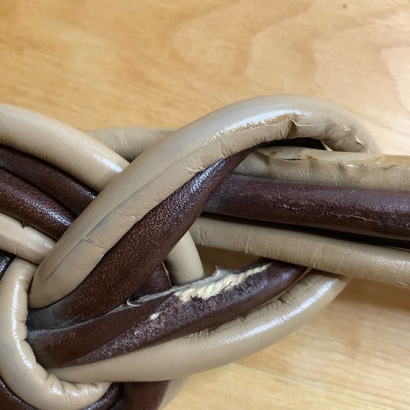 VINTAGE Brown Leather Knotted Statement Belt O/S - Picture 12 of 16